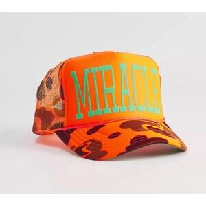 Ascot + Hart Miracle Trucker Hat Orange Camo Mesh Snapback Cap One Size NEW